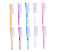 DECORNIJIA 10pcs Multi-color Nail Dust Brushes with Long Handle Grip Portable Nail Cleaning Brushes for Manicure Salon Travel Washable and Reusable Fingernail Scrubbing Tools