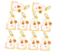 DECORNIJIA 10pcs Rabbit Zodiac Charms Pendant for Chinese Year DIY Jewelry Making Earring Supplies Bracelet Kit with Cute Lunar Year Animal Design