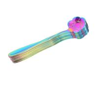 DECORNIJIA 10pcs Rainbow Stainless Steel Flower Spoons Dessert and Fruit Spoons Reusable Tea Coffee Stirring Tools for Milkshake Jam Sugar Mixing