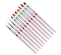 DECORNIJIA 10pcs Rose Gold Nail Liner Brushes Lightweight Long Handle Nail Art Pens for Salon and Home Manicure Dotting Painting Tools