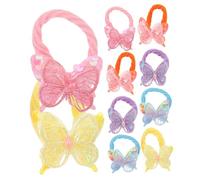 DECORNIJIA 10pcs Sequin Butterfly Hair Ties for Soft Elastic Ponytail Holders Decorative Scrunchies for Comfortable Non Tug Hair Bands in Pink Blue Purple Orange Yellow
