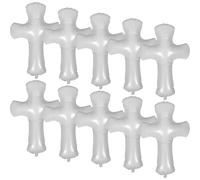 DECORNIJIA 10PCS White Cross Baptism Balloons for Christening Party Outdoor Decor Religious Communion Decorations with God Bless Design Easy Setup Reusable for Christmas and Church