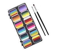 DECORNIJIA 12-Color Gradient Water-Activated Face Paint Kit for Adults and , Matte and Pearl Finish Body Paint Palette 2 Brushes, Professional Face Painting Set for Halloween and Cosplay