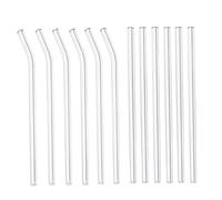 DECORNIJIA 12pcs Clear Reusable Glass Straws High Borosilicate Smooth Drinking Straws for Tea Mugs Wine Glasses Bottles Party Essential
