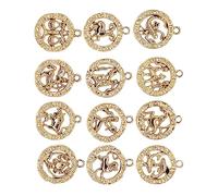 DECORNIJIA 12pcs Diy Charm Zodiac Pendants Handmade Jewelry Making Supplies Delicate Long Pendant Necklace for Diy Craft Projects