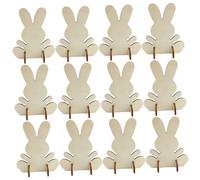 DECORNIJIA 12pcs DIY Easter Bunny Wooden Cutouts for Unfinished Wood Craft Decorations Safe Painting Figurines Ornaments Creative Easter Party