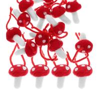 DECORNIJIA 12pcs Felt Mushroom Christmas Tree Ornaments Hanging Pendant Decorations Red Xmas Embellishments for Holiday Party