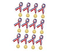 DECORNIJIA 12Pcs Gold Competition Number Medals with Comfortable Hanging Ribbon Lightweight Awards for School Sports Meet Winners and Prize Incentives