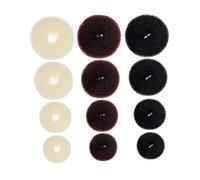 DECORNIJIA 12pcs Hair Donut Bun Makers for Women Soft Flexible Chignon for Thin to Medium Hair Easy to Use for Elegant Updos and Messy Buns Beige Black