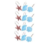 DECORNIJIA 12pcs Resin Shower Curtain Hooks Decorative Ocean Shape Curtain Rings for Bathroom Rods Smooth Slide C-shaped Shower Hooks with Unique Design Easy to Install and Random Color