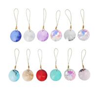 DECORNIJIA 12pcs Round Prism Flower Crystal Glass Ornaments with Hanging String Lightweight Xmas Tree and Wedding Decorations Versatile Ceiling and Car Hanging Decor for Home and Party