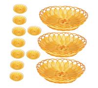 DECORNIJIA 12pcs Round Storage Basket Breathable Woven Kitchen Organizer Fruit and Bread Holder for Home Party Restaurant Display and Serving