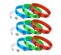 DECORNIJIA 12pcs Soft Silicone Football Bracelets for Men Comfortable Wear-resistant Soccer Wristbands in Red White Blue Green Stylish Team Fan Memorabilia for Sports Enthusiasts