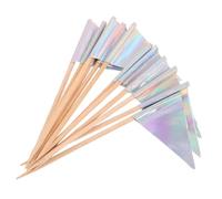 DECORNIJIA 12pcs Triangle Toothpick Flag Picks for Cake Decorations Portable Cocktail Picks with Festive Flag Ornaments Stable Cupcake Toppers for Birthday Wedding Party Desserts