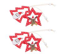 DECORNIJIA 12pcs Wooden Festive Ornaments Rustic Five Pointed Star and Tree Pendants for Christmas Tree Decoration Indoor Outdoor Holiday DIY Crafts with Hand Polished Smooth Finish