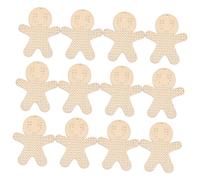 DECORNIJIA 12pcs Wooden Gingerbread Man Cutouts for DIY Embroidery and Cross Stitch Natural Sturdy Wood Plaque Tags Christmas Wedding Hanging Ornaments for Craft Projects