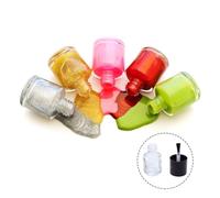 DECORNIJIA 15pcs Glass Nail Polish Bottles with Screw Caps Refillable Transparent Round Containers for DIY Nail Art Manicure Lovers Portable Storage