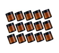 DECORNIJIA 15pcs Leak Brown Glass Cream Bottles for Cosmetics Storage Multipurpose Sub Packaging Containers Flat Lids for Easy Stacking and from Sunlight