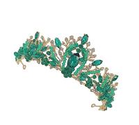 DECORNIJIA 1pc Crystal Bridal Tiara Headdress with Green Diamond Accent Elegant Rhinestone Crown for Weddings Parties and Special Occasions Bride Headband for Stunning Bridal Looks