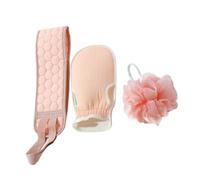DECORNIJIA 1set Practical Bathing Gloves Set Exfoliating Body Shower Ball and Back Strip for Convenient Cleaning Lightweight and Elastic Design for Pink