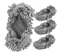 DECORNIJIA 2 Pairs Chenille Mop Slippers Shoes Covers Washable Floor Cleaning Slippers with Strong Water Absorption Skid Mop Socks for Adults and Household Use