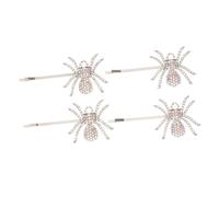 DECORNIJIA 2 Pairs Funny Hair Clip Shape Halloween Spider Hair Barrettes Rhinestones Spider Barrettes Vintage Bobby Zinc Alloy Silver
