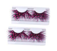 DECORNIJIA 2 Pairs Pink Feathered False Eyelashes Deluxe Party Costume Reusable Makeup Lashes for Ladies Drag Queen and Halloween Eye Makeup