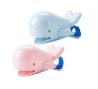 DECORNIJIA 2 Pcs Cartoon Dolphin Faucet Extender Tap Extension with Hook and Loop Strap Safe Rounded Edges for Bathroom Kitchen Flexible Faucet Extension Tube for Random Colors Random Color