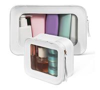 DECORNIJIA 2 Pcs Clear PVC Makeup Bags for Women Portable Square Toiletry Organizer Pouches with Zipper Lightweight and Spacious Cosmetic Cases for Travel and Daily Use