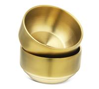 DECORNIJIA 2 Pcs Stainless Steel Anti-scalding Bowl Stainless Steel Serving Bowls Metal Washing Basin Round Golden
