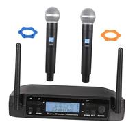 DECORNIJIA 2 Pcs Wireless Microphone System Uhf Vocal Mics with Uk Plug Clear Sound Wireless Design for Karaoke Stage Speech Home and Outdoor Use Dual Mic Connection