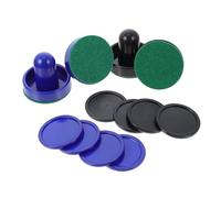 DECORNIJIA 2 Sets Air Hockey Parts with Black and Blue Pushers Air Hockey Pucks and Felt Screens for Table Game Replacement and Indoor Play