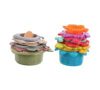 DECORNIJIA 2 sets Stacking Cups for Fish Shaped Educational for Hand Eye Coordination Cognitive Development Versatile Indoor Outdoor Bath and Beach Play