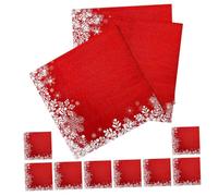 DECORNIJIA 20 Sheets Christmas Napkins Serve Party White Shape Happy Winter Snowflakes Decorations Decorative Guest Gold Snowflake Napkins Delicate Decor Merry Bulk Theme Let Paper Red
