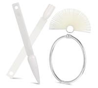 DECORNIJIA 200 Pcs Fan-shaped Nail Art Tips Display Sticks with Metal Rings for Nail Salon and Beginners Reusable Plastic Practice False Tips for Color Polish Presentation and Gel Manicure