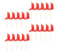 DECORNIJIA 20pcs High Visibility Triangle Pennant Flags with Bamboo Stakes Red Lawn Marking Flags for Construction Site, Dig Site, Sprinkler Line, and Field Boundary Markers