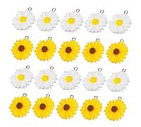DECORNIJIA 20Pcs Resin Daisy Charms Mini Flower Pendants for Jewellery Making DIY Crafts Ornaments Handmade Pendants for Earrings Keychains Handbag Decorations
