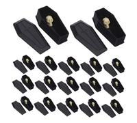 DECORNIJIA 20Set Halloween Village Accessories with Mini Black Coffins and Skull Heads Haunted House Coffin Decor for DIY Party Favors Lightweight Halloween Skull Decorations for Indoor