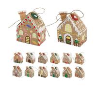 DECORNIJIA 24pcs Christmas Candy Boxes House Shaped Advent Calendar Gift Boxes Sturdy White Cardstock Party Favor Holders with Classic Festive Patterns for Holiday Countdown Decor