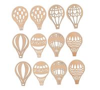 DECORNIJIA 24Pcs DIY Funny Hand Painted Wood Chips Creative Hot Air Balloon Craft for Natural Wooden Art Decorations Removable and Recyclable Craft Supplies for Unique Home Decor