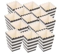 DECORNIJIA 24Pcs Greaseproof Popcorn Paper Boxes Black White Striped Popcorn Buckets for Parties Movie Nights Weddings Snack Holders Multipurpose Candy Containers