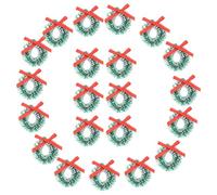 DECORNIJIA 24Pcs Mini Christmas Wreath Garland 3CM Green Sisal Fiber Ring Bow Holiday Decor for Dollhouse Micro Landscape Seasonal Hanging Decorations