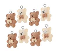 DECORNIJIA 24pcs Resin Bear Charms with Bow Small Jewelry Charms for DIY Bracelet Necklace Keychain Making Accessories Cute Pendants for Craft Projects