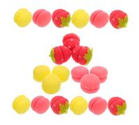 DECORNIJIA 24pcs Sponge Hair Rollers for Sleep Curling Lightweight Soft DIY Curlers with Strawberry Yellow Pink Balls Natural Curling for Women and Non Damaging Hair Styling Tools