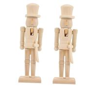 DECORNIJIA 2Pcs 18Cm Wooden Nutcracker Soldiers Unpainted DIY Blank Walnut Soldier Puppets Christmas Decoration Ornaments for Holiday Craft and Painting