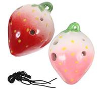 DECORNIJIA 2pcs 6-hole Strawberry Children Ocarinas Wind Instrument Beginner Practice Ocarina Set with Cord for Boys and Girls Music Learning and Folk Instrument Random Color
