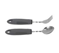 DECORNIJIA 2pcs Adaptive Weighted Utensil Set for Elderly Stainless Steel Anti-Tremor Spoon and Fork with Plastic Handle for Stroke Therapy Secure Grip Cutlery for Disabled Hands and Hand