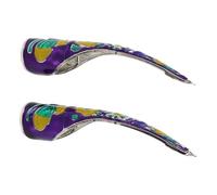 DECORNIJIA 2pcs Ancient Chinese Court Style Fingernail Claws 8cm Blue Enamel False Nail Tips for Cosplay Queen Costume Halloween Dance Fingertip Jewelry