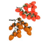 DECORNIJIA 2Pcs Artificial Cherry Tomato Fruit String, Realistic Faux Red and Yellow Mini Tomatoes for Home Decor, Photography Props, Party Decoration, Lifelike Simulation Fruits