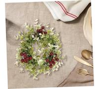 DECORNIJIA 2pcs Artificial Eucalyptus Berry Candle Rings Small Tea Light Wreaths for Christmas Table Decor Wedding Party Home Centerpiece